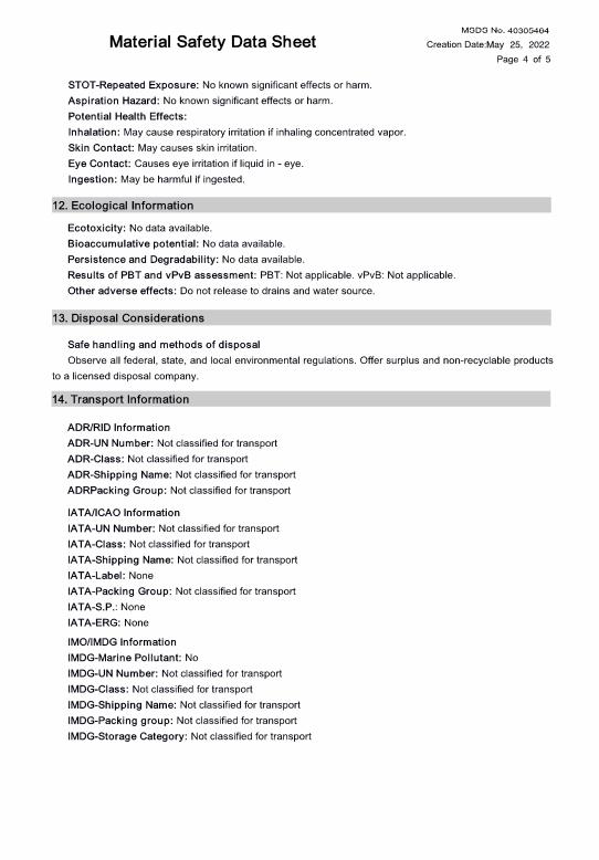 Material Safety Data Sheet